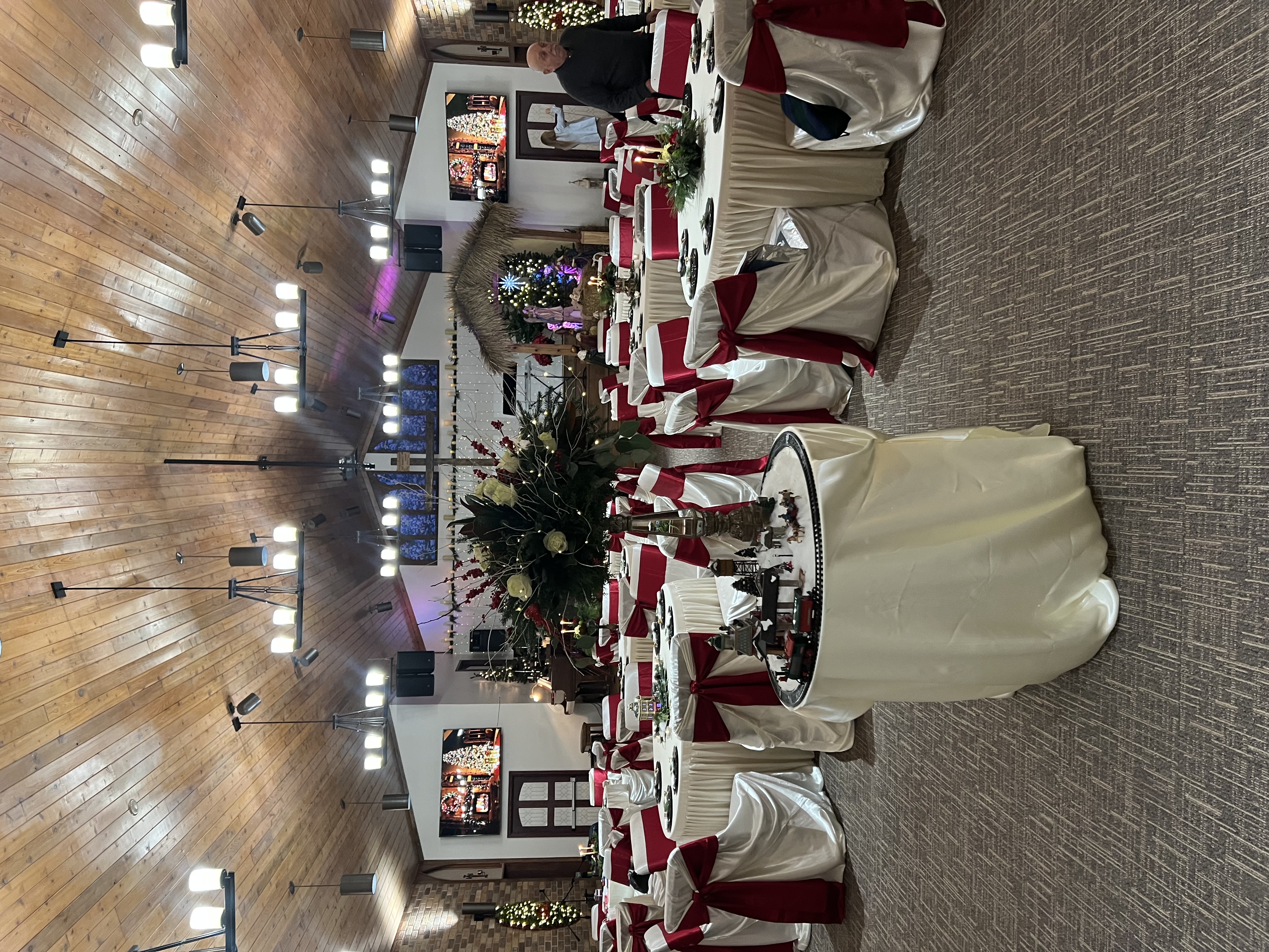 Christmas banquet with decorated tables